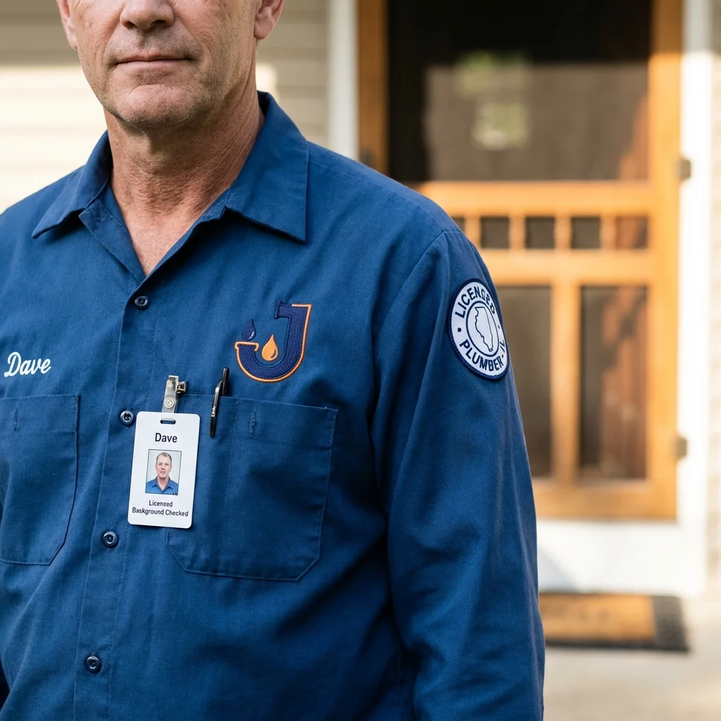 Licensed plumber showing ID badge in Belleville, NJ