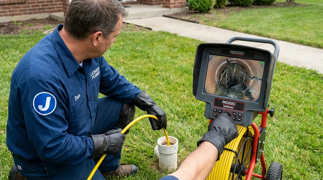 Sewer camera inspection being performed by Johns Plumbing LLC in Belleville
