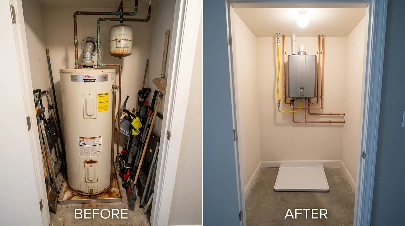 Tank water heater versus wall-mounted tankless unit comparison for Belleville, NJ homeowners